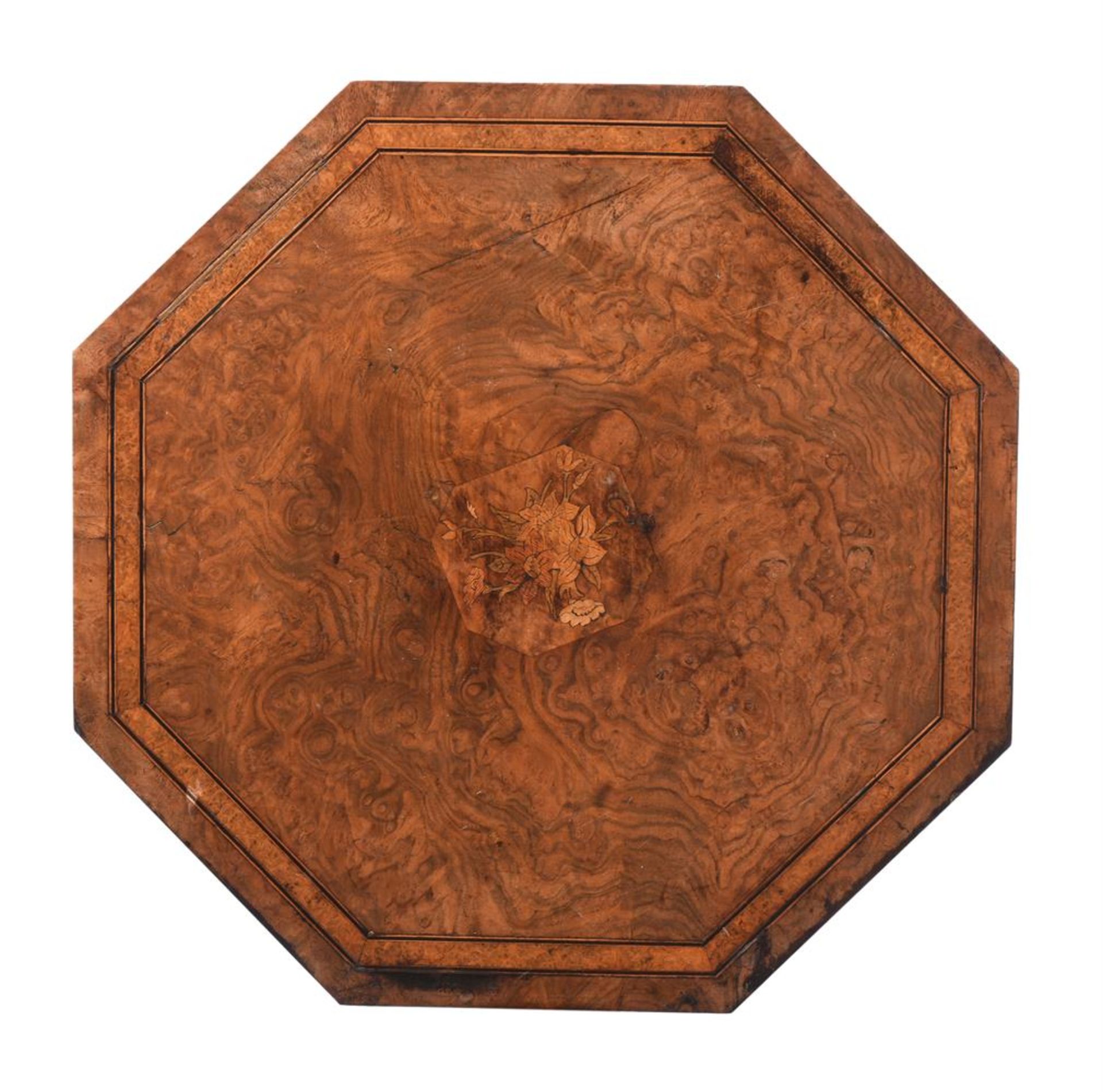 A BURR WALNUT AND MARQUETRY OCTAGONAL TABLE, 19TH CENTURY - Bild 2 aus 3