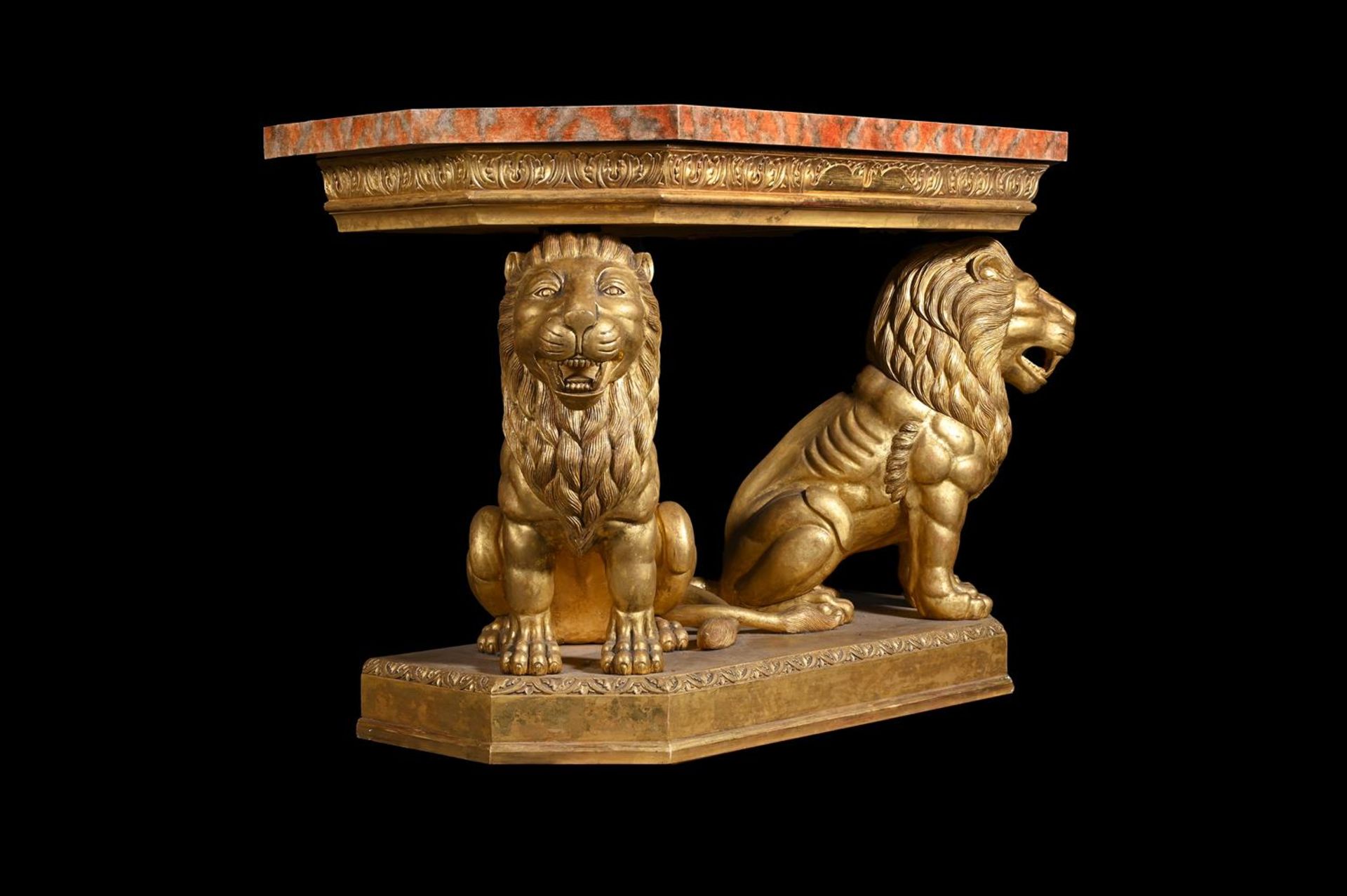 A PAIR OF CARVED GILTWOOD CONSOLE TABLES - Image 3 of 7