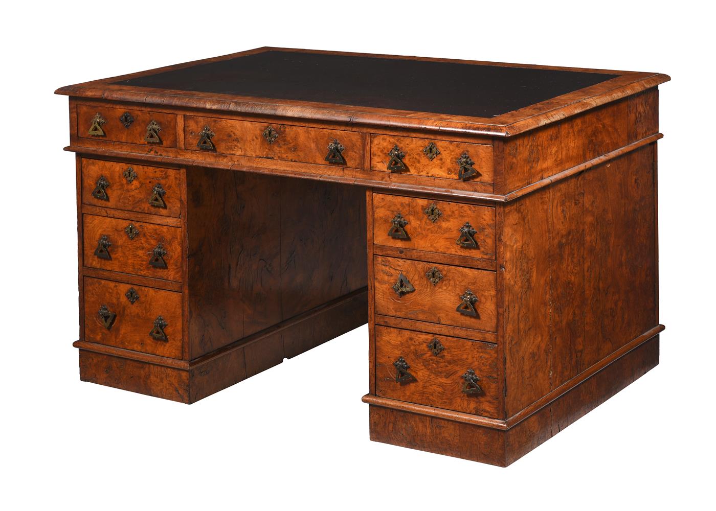 A VICTORIAN WALNUT TWIN PEDESTAL DESK, CIRCA 1870