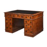 A VICTORIAN WALNUT TWIN PEDESTAL DESK, CIRCA 1870