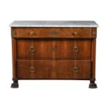 LOUIS PHILIPPE WALNUT AND MARBLE TOPPED COMMODE