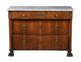 LOUIS PHILIPPE WALNUT AND MARBLE TOPPED COMMODE