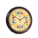 A REPRODUCTION STAINED WOOD RAF OPERATIONS ROOM SECTOR DIAL WALL CLOCK