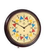A REPRODUCTION STAINED WOOD RAF OPERATIONS ROOM SECTOR DIAL WALL CLOCK