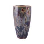 KELLER & GUERIN, LUNEVILLE, AN ART NOUVEAU LUSTRE GLAZED FAIENCE SLENDER VASE