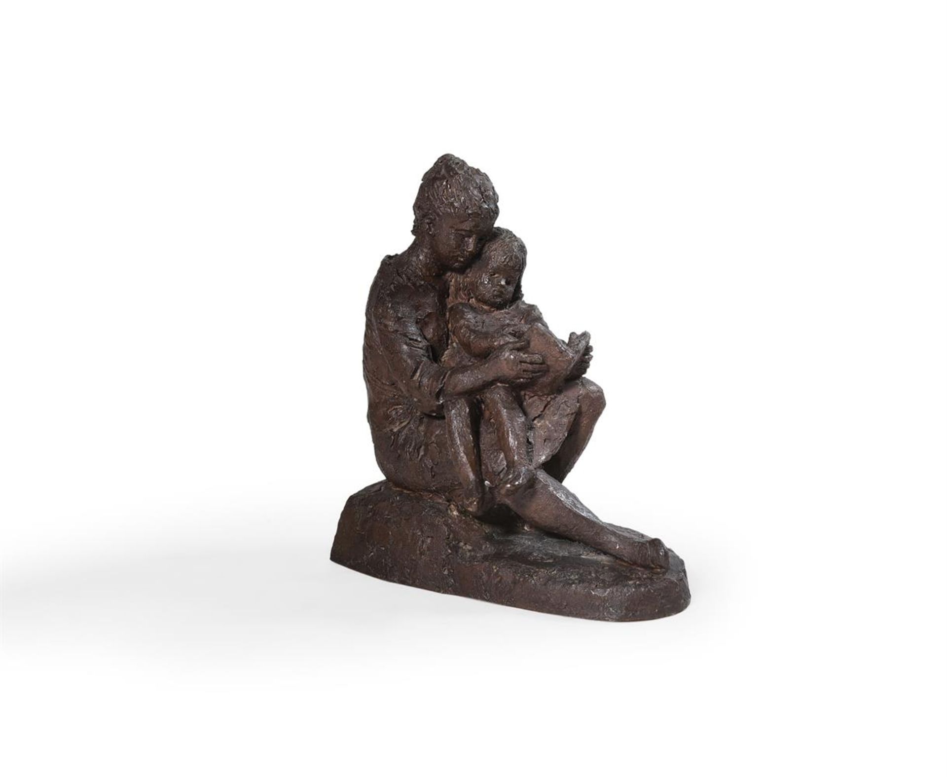 λ KARIN JONZEN (BRITISH 1914-1998), A COLD CAST BRONZE 'MOTHER AND DAUGHTER'