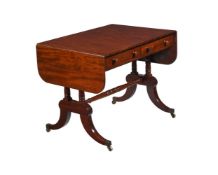 Y A REGENCY MAHOGANY AND EBONY STRUNG SOFA TABLE, CIRCA 1820