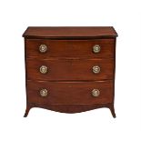 Y A GEORGE III MAHOGANY AND ROSEWOOD CROSSBANDED CHEST OF DRAWERS, LATE 18TH CENTURY