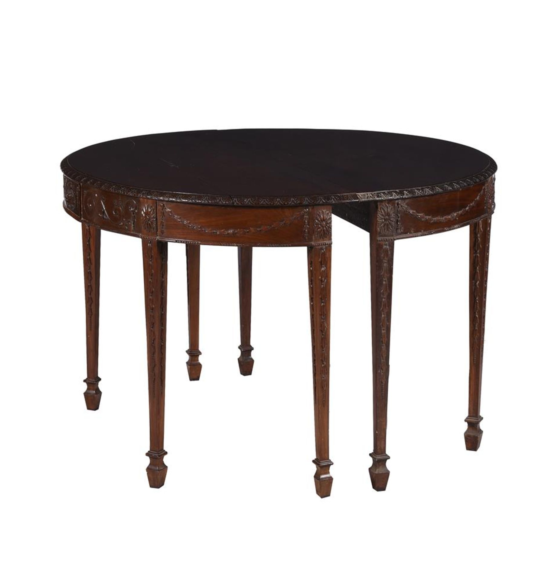 A MAHOGANY D END DINING TABLE IN GEORGE III ADAM STYLE - Image 2 of 4