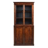 Y A REGENCY SIMULATED ROSEWOOD CABINET BOOKCASE