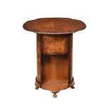 A BURR WALNUT OCCASIONAL BOOKCASE TABLE, FIRST HALF 20TH CENTURY