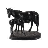 A RUSSIAN CAST IRON MODEL OF A MARE AND FOAL