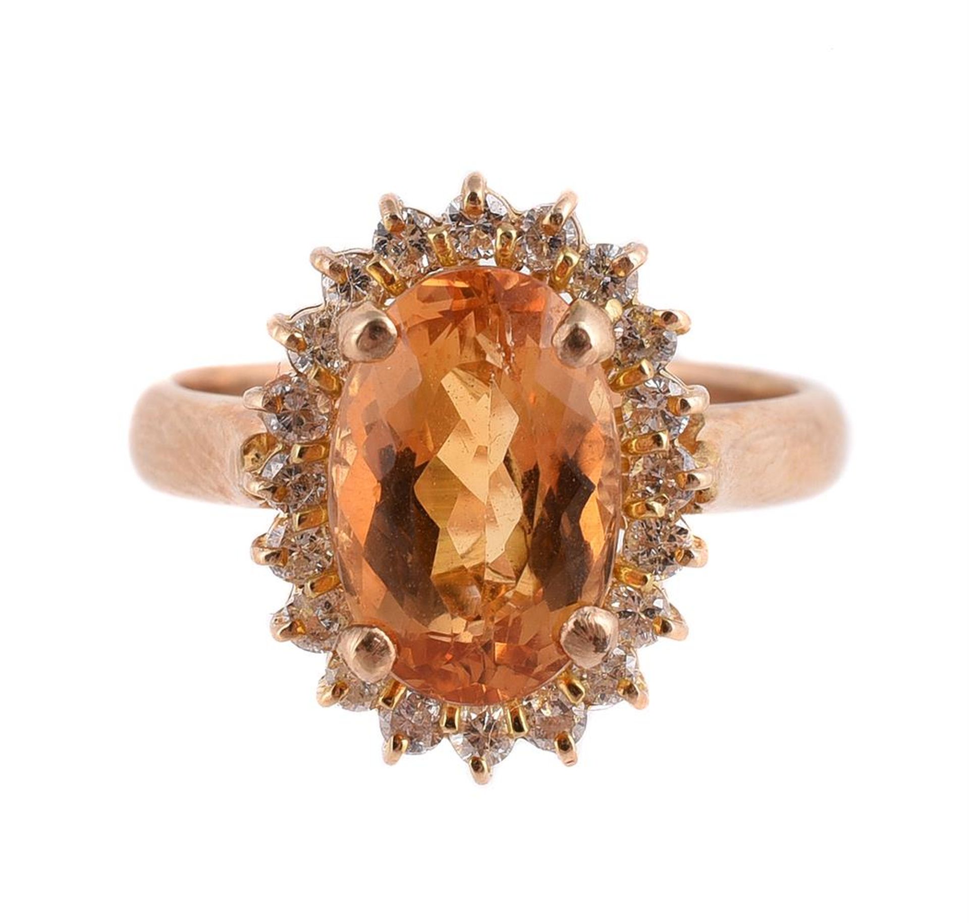 A TOPAZ AND DIAMOND CLUSTER RING