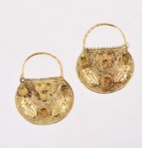 A PAIR OF ARCHAEOLOGICAL STYLE EAR ORNAMENTS