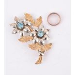 A ZIRCON BI-COLOUR FLORAL SPRAY BROOCH