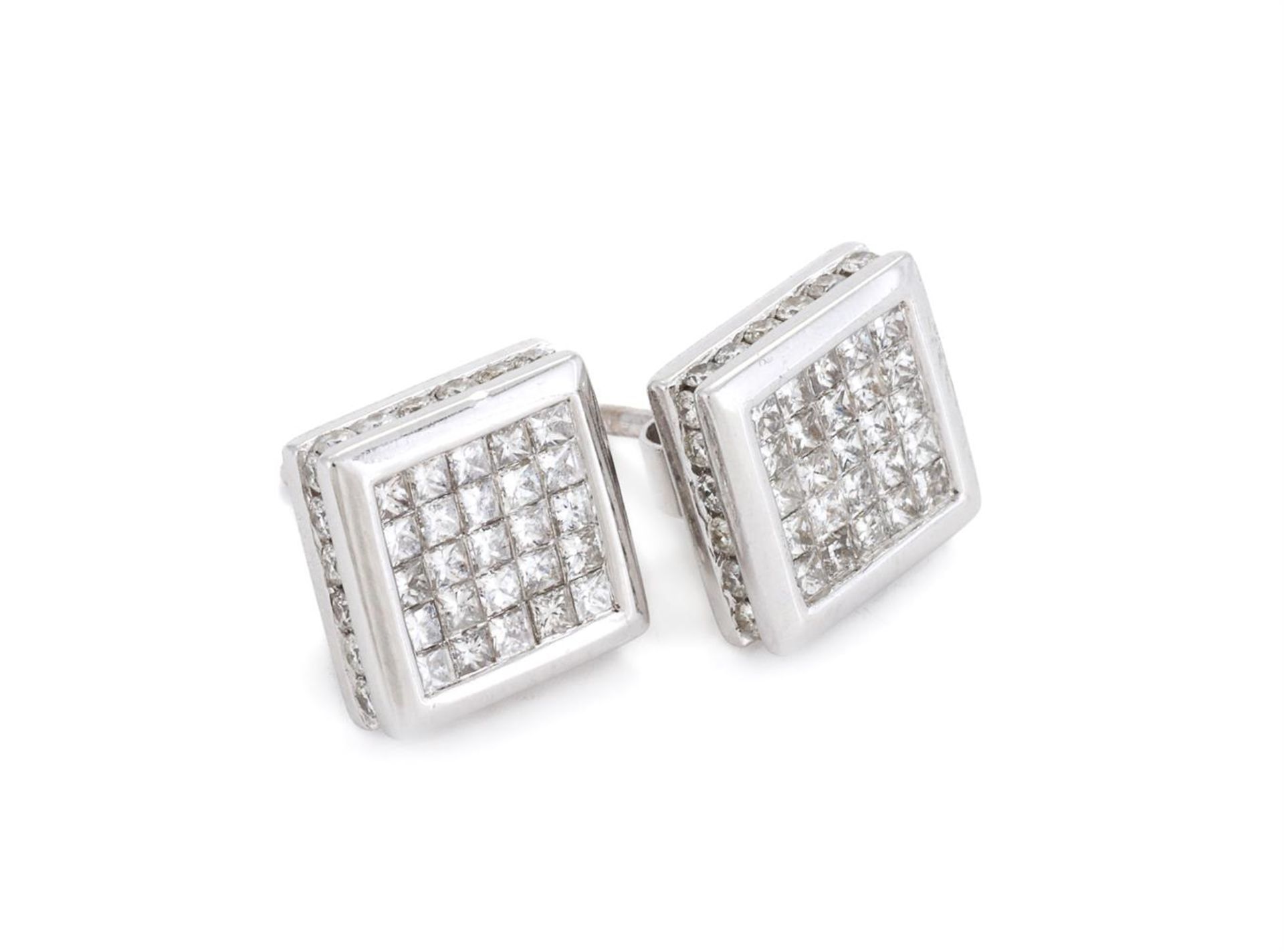 A PAIR OF DIAMOND EARRINGS, LONDON 2012 - Image 2 of 2