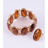 J. B. SORENSEN, A HEATED AMBER BRACELET AND RING