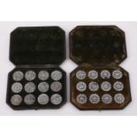 TWO SETS OF LATE GEORGE III CASED CUT STEEL BUTTONS