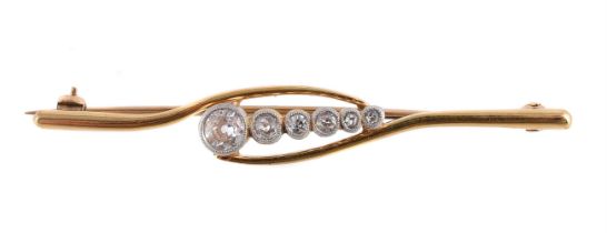 A DIAMOND BAR BROOCH