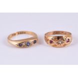 TWO ANTIQUE GEM SET GOLD RINGS