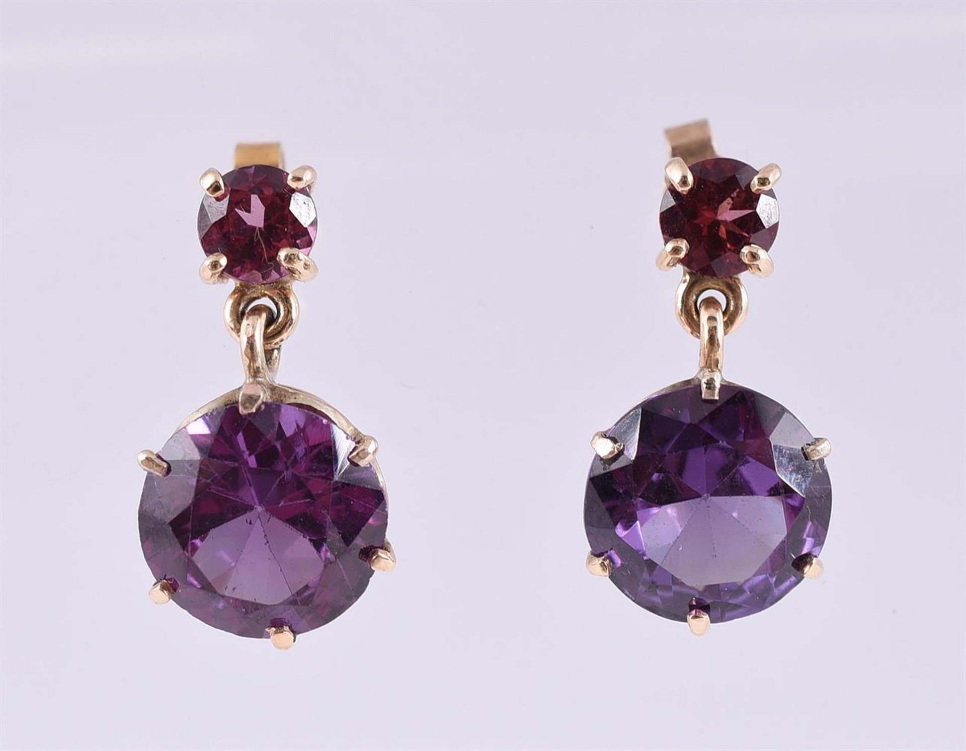 A PAIR OF 1960S SYNTHETIC SAPPHIRE EARRINGS