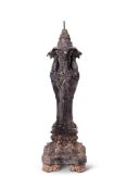 A FRENCH CAST IRON LAMP BASE, 19TH CENTURY