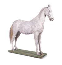 A FRENCH LIFE SIZE PAPIER MÂCHÉ STALLION, LATE 19TH CENTURY