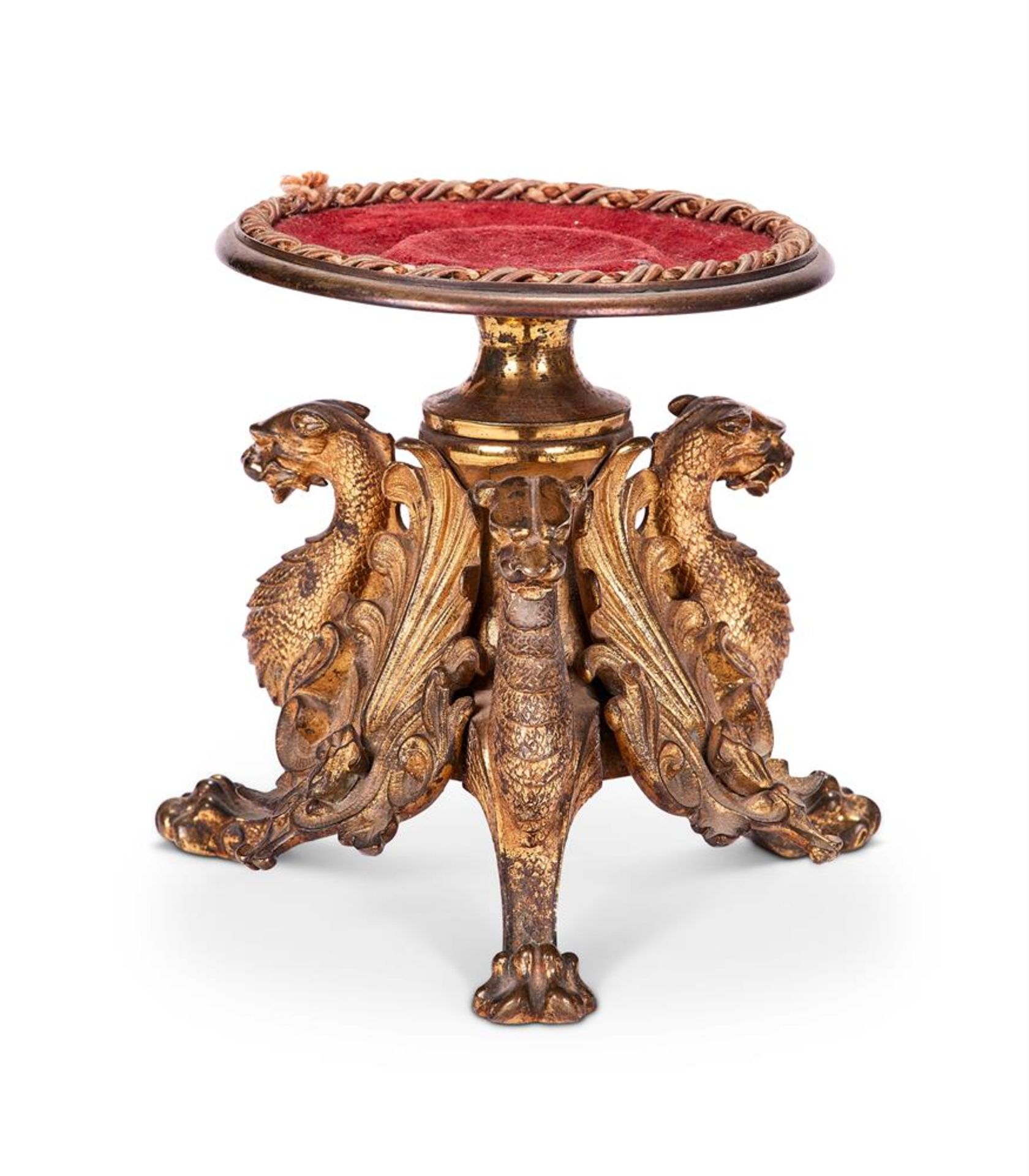 A GILT BRONZE GRIFFIN TRIPOD STAND FRENCH, LATE 19TH CENTURY