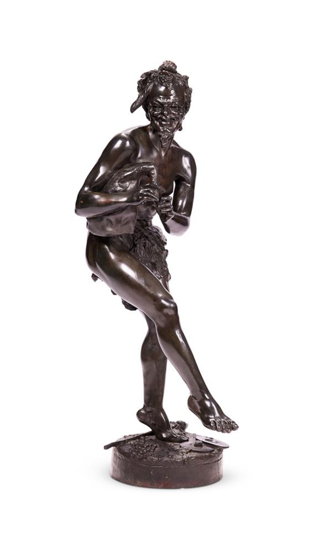 FRANCESCO GIUSEPPE THYLMANI (ITALIAN 1862-1936), A LARGE BRONZE OF A BACCHIC MUSICIAN