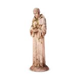 A RARE COMPTON POTTERY FIGURE OF SAINT FRANCIS OF ASSISI, EARLY 20TH CENTURY