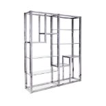 AN AMERICAN STEEL AND CHROME FRAMED ETAGERE, CIRCA 1970