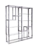 AN AMERICAN STEEL AND CHROME FRAMED ETAGERE, CIRCA 1970