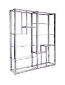 AN AMERICAN STEEL AND CHROME FRAMED ETAGERE, CIRCA 1970