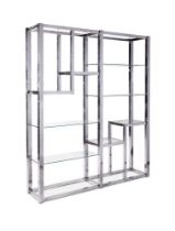 AN AMERICAN STEEL AND CHROME FRAMED ETAGERE, CIRCA 1970