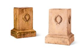 A PAIR OF TERRACOTTA PEDESTALS, POSSIBLY BY BLASHFIELD, CIRCA 1850