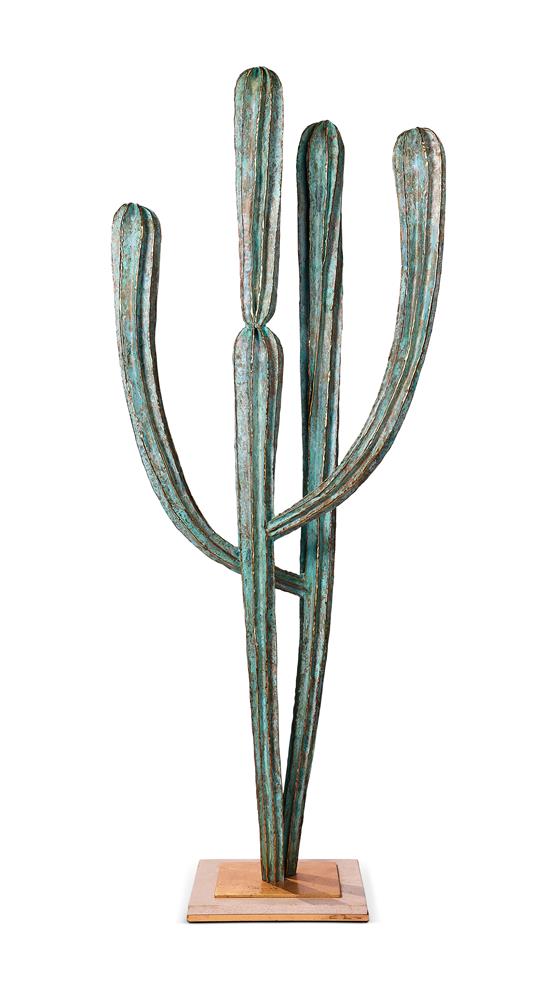 λ ALAIN CHERVET (BORN 1944), A LARGE VERDIGRIS BRASS MODEL OF A CACTUS, 1987