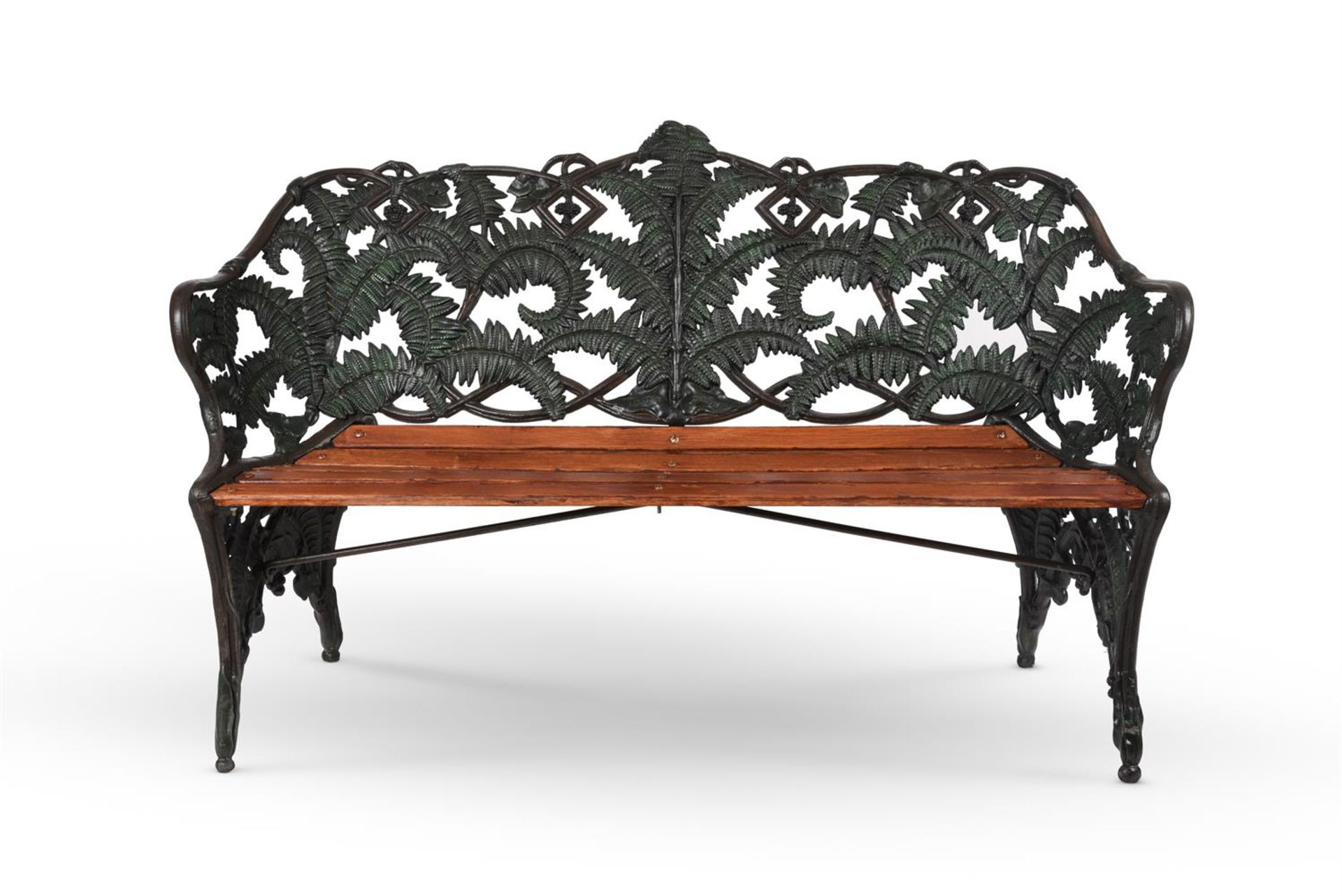 A CLOSE PAIR OF CAST IRON GARDEN BENCHES IN THE FERN AND BLACKBERRY PATTERN, ONE BY J.C.G. BOLINDER - Bild 3 aus 3