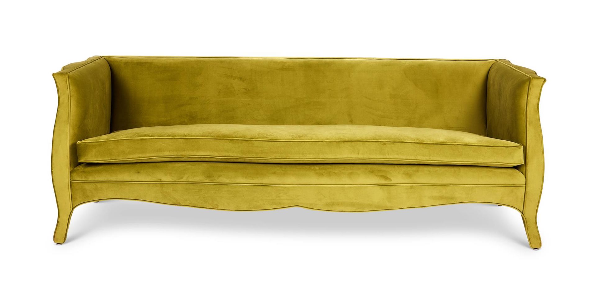 A 'SPRING GREEN' VELVET UPHOLSTERED SOFA, BY KEN BOLAN