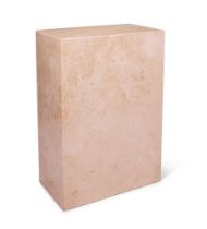 A RECTANGULAR TRAVERTINE MARBLE PEDESTAL, 1970s