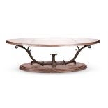 A UNIQUE LARGE CAST IRON CENTRE TABLE, CREATED BY KEN BOLAN, INCORPORATING 19TH CENTURY ELEMENTS