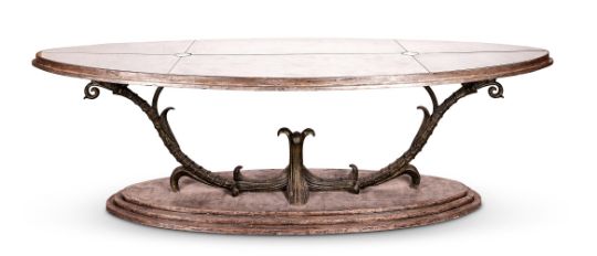 A UNIQUE LARGE CAST IRON CENTRE TABLE, CREATED BY KEN BOLAN, INCORPORATING 19TH CENTURY ELEMENTS