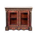 Y A NAPOLEON III EBONISED, ORMOLU MOUNTED, TORTOISESHELL AND BRASS MARQUETRY SIDE CABINET