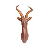 λ A COPPER WALL MOUNTED MODEL OF AN ANTELOPE HEAD BY SERGIO BUSTAMANTE, CIRCA 1975