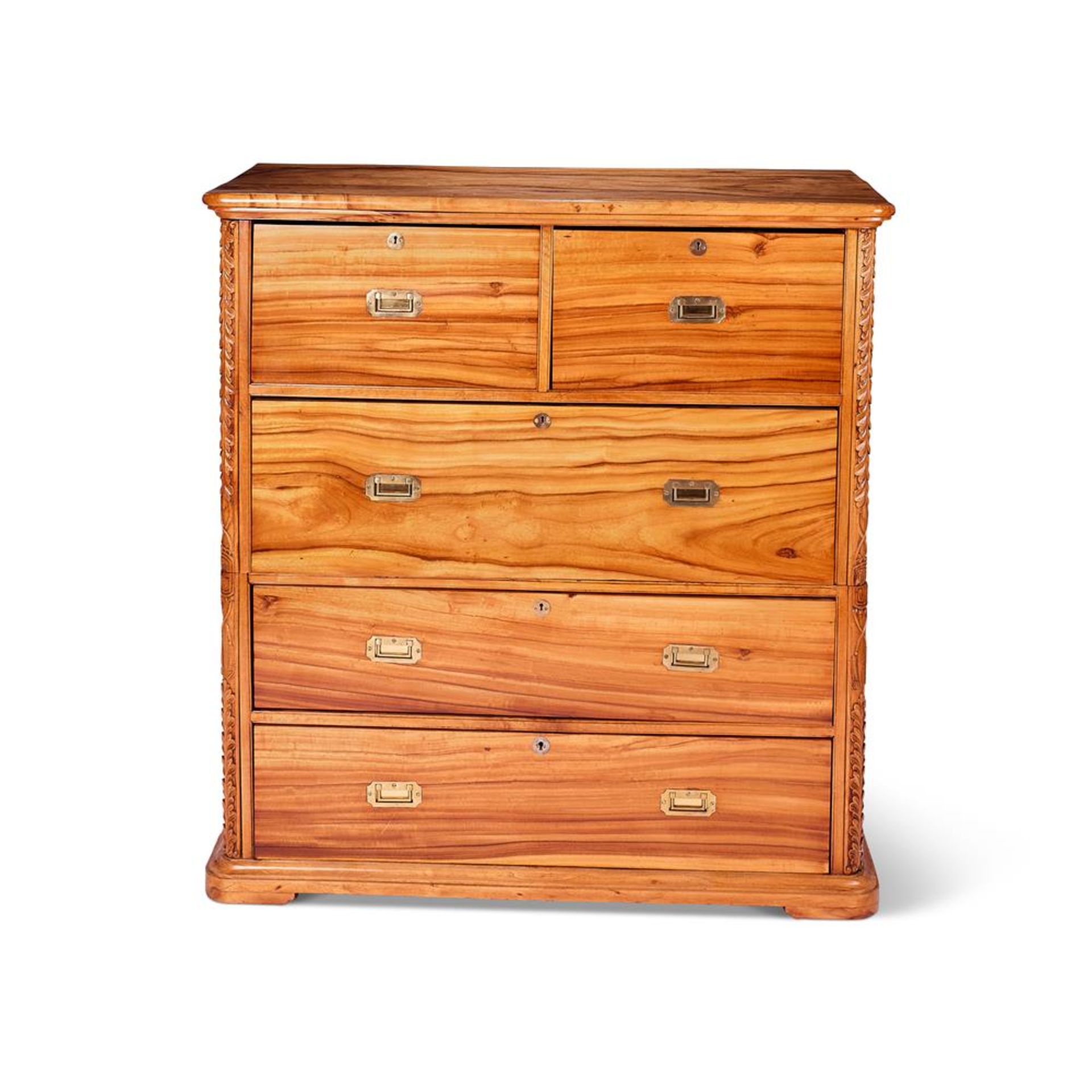 A VICTORIAN CAMPHOR WOOD CAMPAIGN CHEST OF DRAWERS, LATE 19TH CENTURY - Image 2 of 2