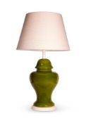 A GREEN GLAZED CERAMIC LAMP, MID/LATE 20TH CENTURY