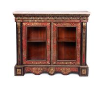 Y A NAPOLEON III EBONISED, ORMOLU MOUNTED, TORTOISESHELL AND BRASS MARQUETRY SIDE CABINET