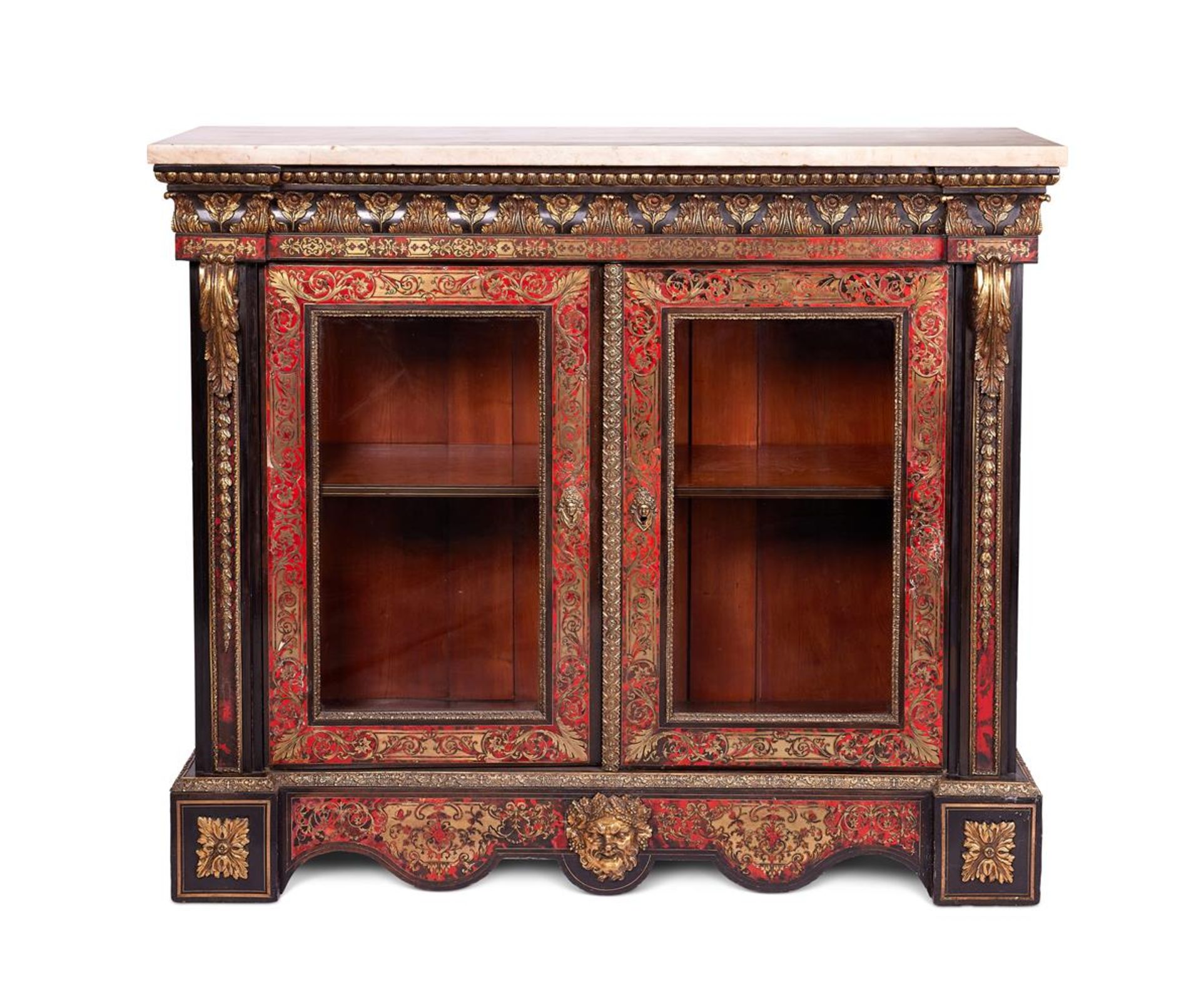 Y A NAPOLEON III EBONISED, ORMOLU MOUNTED, TORTOISESHELL AND BRASS MARQUETRY SIDE CABINET