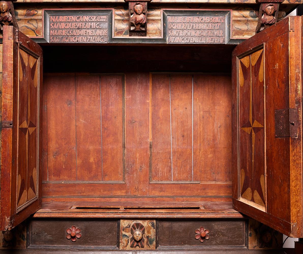 A LARGE DANISH PAINTED CABINET, CIRCA 1740 - Image 3 of 4