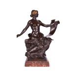 AFTER GEORGES MARIE VALENTIN BAREAU (1866-1931), A BRONZE FIGURE 'L'HISTOIRE' CAST BY BARBEDIENNE