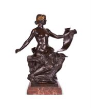 AFTER GEORGES MARIE VALENTIN BAREAU (1866-1931), A BRONZE FIGURE 'L'HISTOIRE' CAST BY BARBEDIENNE